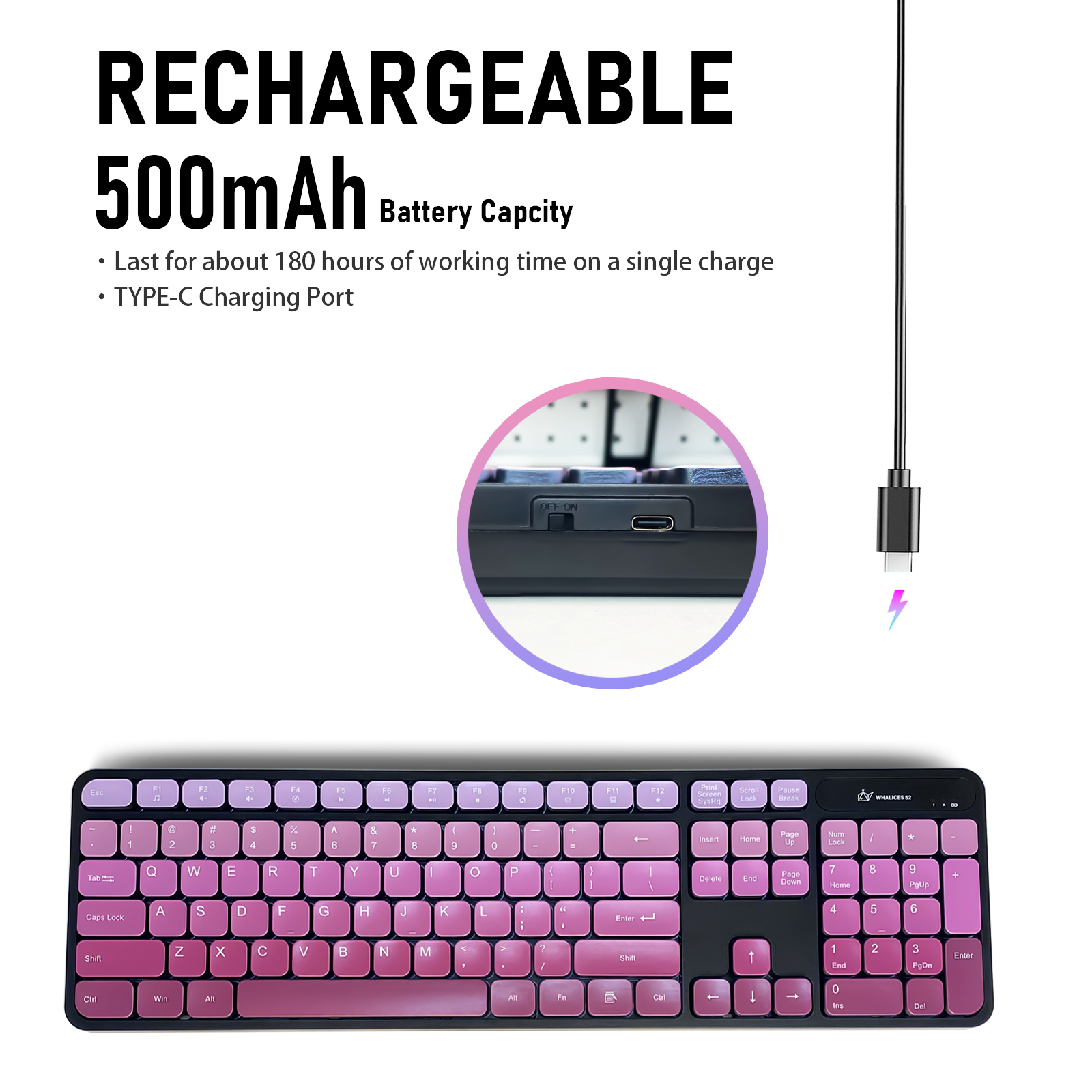 pink rechargeable keyboard-恢复的