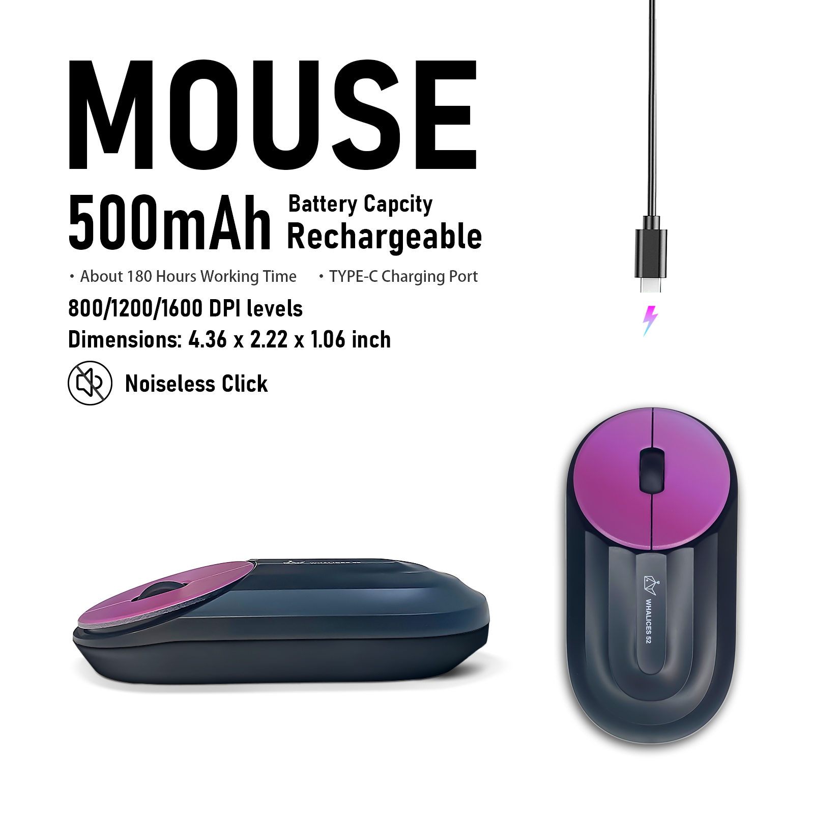 pink rechargeable mouse-恢复的